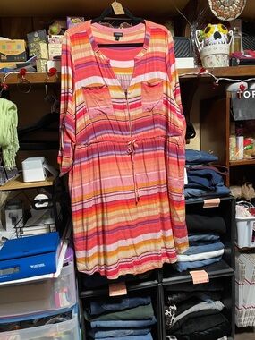 #411a size 4 torrid dress Multi-colored Striped Drawstring waist w/ pockets